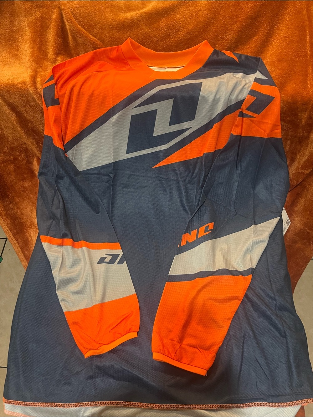 Orange and Navy Long-Sleeve Men's Jersey